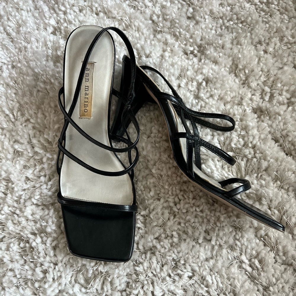 Vintage Ann Marino Black Strappy Heels